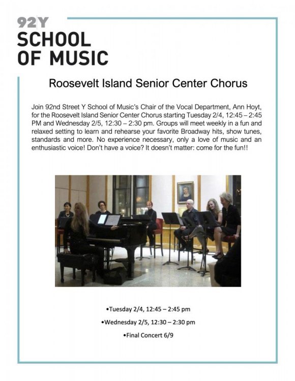 Tuesdays/Wednesdays: 92nd Street Y Gift of Music, Senior Chorus, CBN/RI Senior Center Tuesdays/Wednesdays: 92nd Street Y Gift of Music, Senior Chorus, CBN/RI Senior Center
